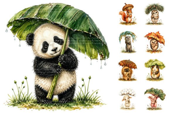 Download Rainy Woodland Animals Nursery Clipart - Rain Collection