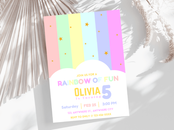 Download Rainbow Birthday Party Invitation Card - Rain Collection
