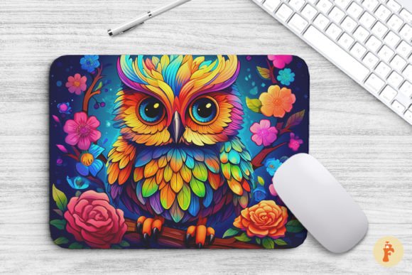 Download Mouse Pad Chibi Owl Rainbow Colors - Rain Collection