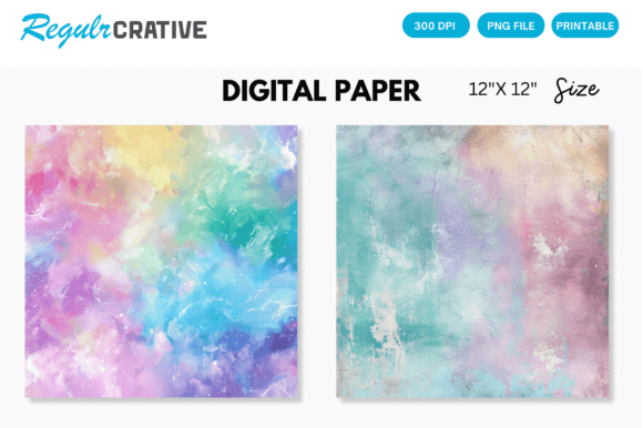 Download Rainbow Color Pastel Digital Paper Pack - Rain Collection