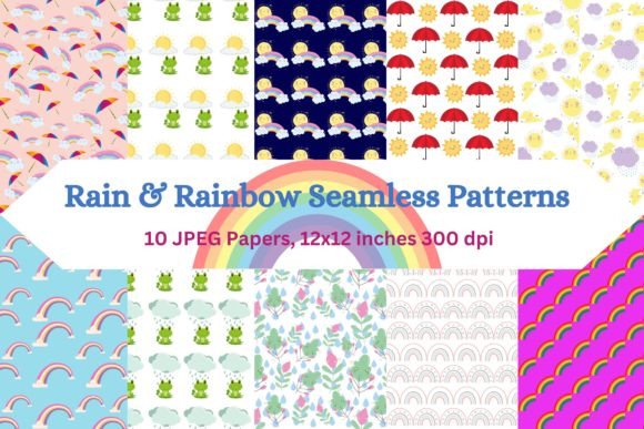 Download Dreamy Rain and Rainbow Patterns - Rain Collection