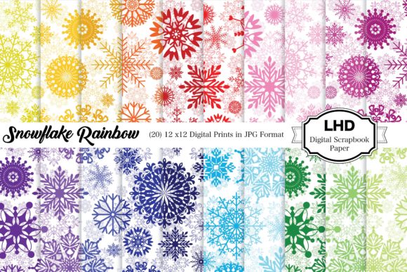 Download Digital Paper Snowflake Rainbow Patterns - Rain Collection
