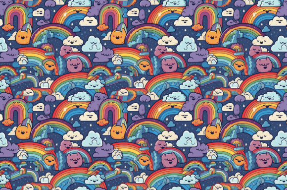 Download Retro Rainbow Pattern Colorful Patterns - Rain Collection