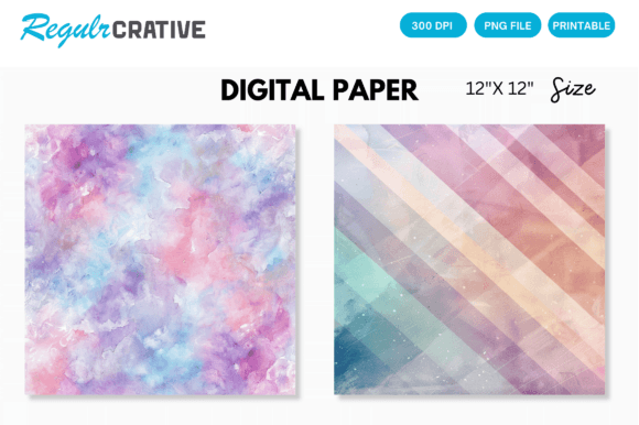 Download Rainbow Color Pastel Digital Paper Pack - Rain Collection
