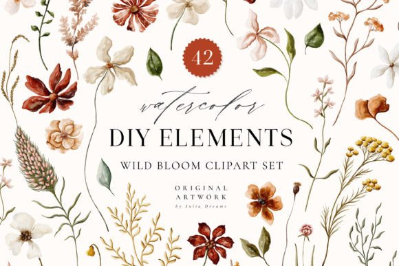 Download Wild Bloom Watercolor Digital Clipart - Premium Resources