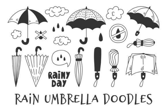 Download Rain Umbrella Doodles PNG Clipart - Rain Collection