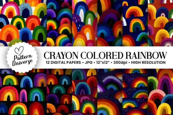 Download Crayon Colored Rainbow Digital Paper - Rain Collection