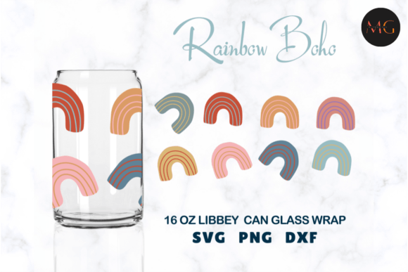 Download Rainbow Boho Libbey Can Glass Wrap - Rain Collection