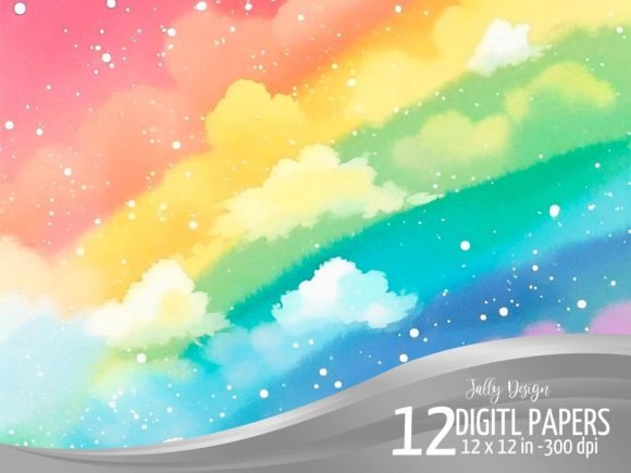 Download Pastel Rainbow Colors with Soft Clouds - Rain Collection
