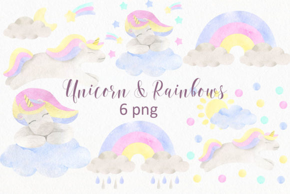 Download Unicorn &amp; Rainbows Clipart - Rain Collection