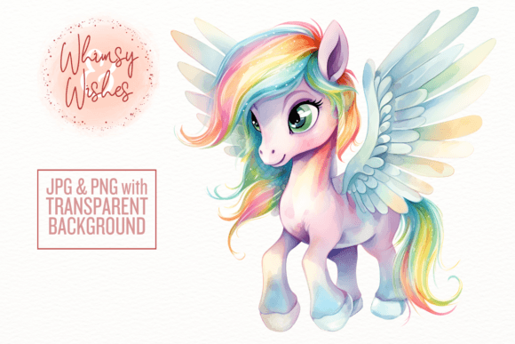 Download Pastel Rainbow Pegasus Watercolor - Rain Collection