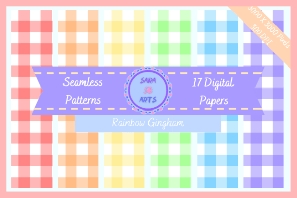 Download Seamless Gingham with Rainbow Colors - Rain Collection