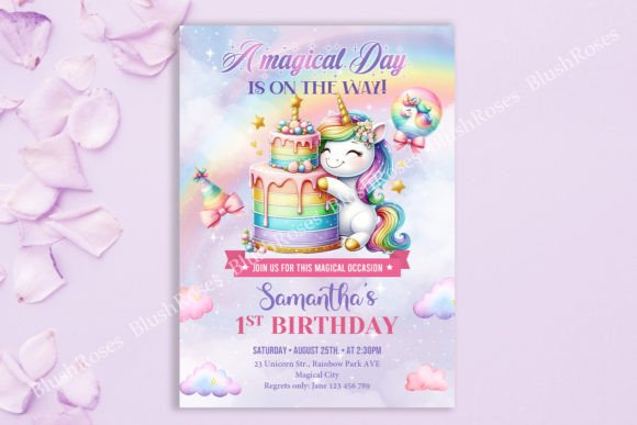 Download Magical Rainbow Unicorn Birthday Invite - Rain Collection