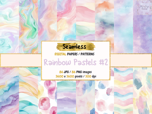 Download Rainbow Pastels #2 Digital Papers - Rain Collection