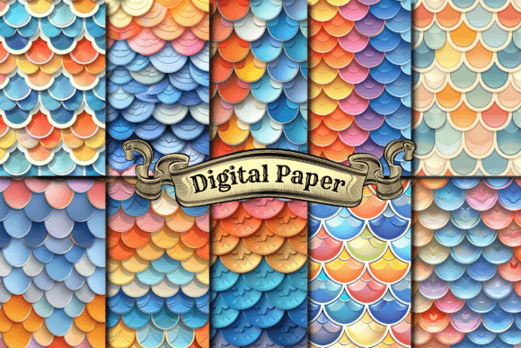 Download Rainbow Mermaid Scales Digital Paper - Rain Collection