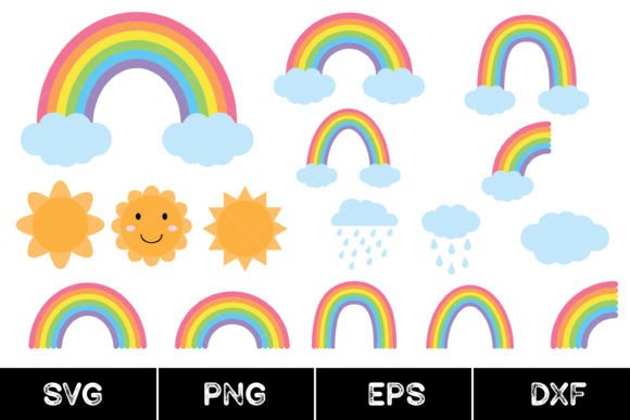 Download Rainbow with Clouds, Rain Cloud, Sun - Rain Collection